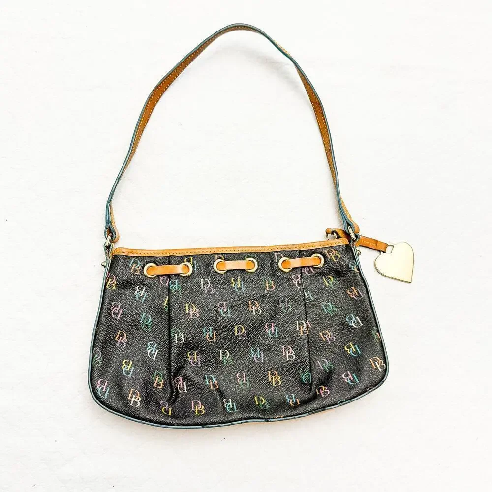 Dooney & Bourke Classic Hobo Back Monogram Print 2000s Vintage EUC Y2K